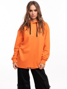 Sweatshirt with Hoodie-Orange