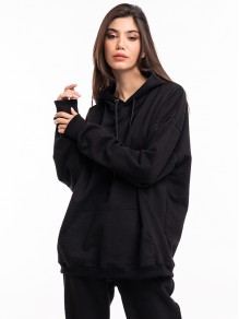 Sweatshirt with Hoodie-Black